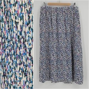Esprit Multicolor Midi Skirt — White Base with Blue, Pink, Green Speckle